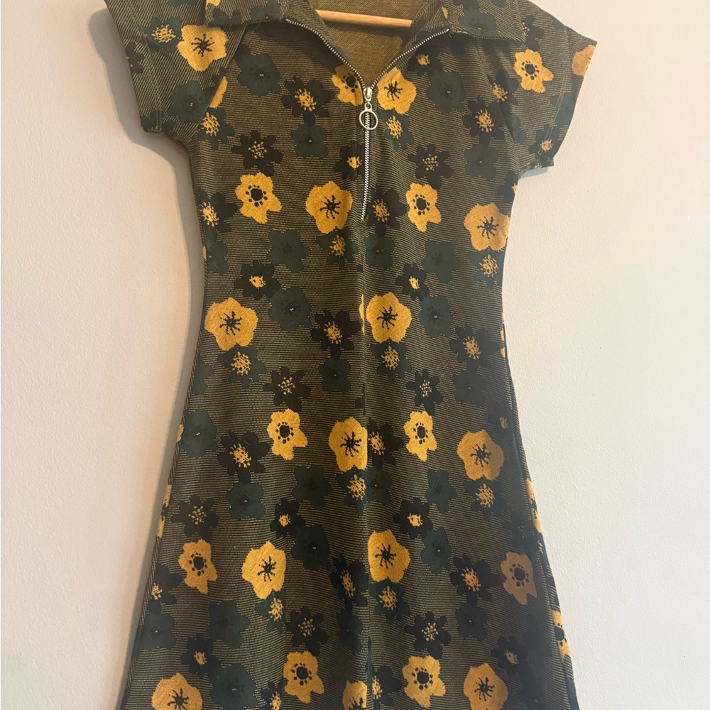 Urban Outfitters Green and Yellow Floral Mini Dress